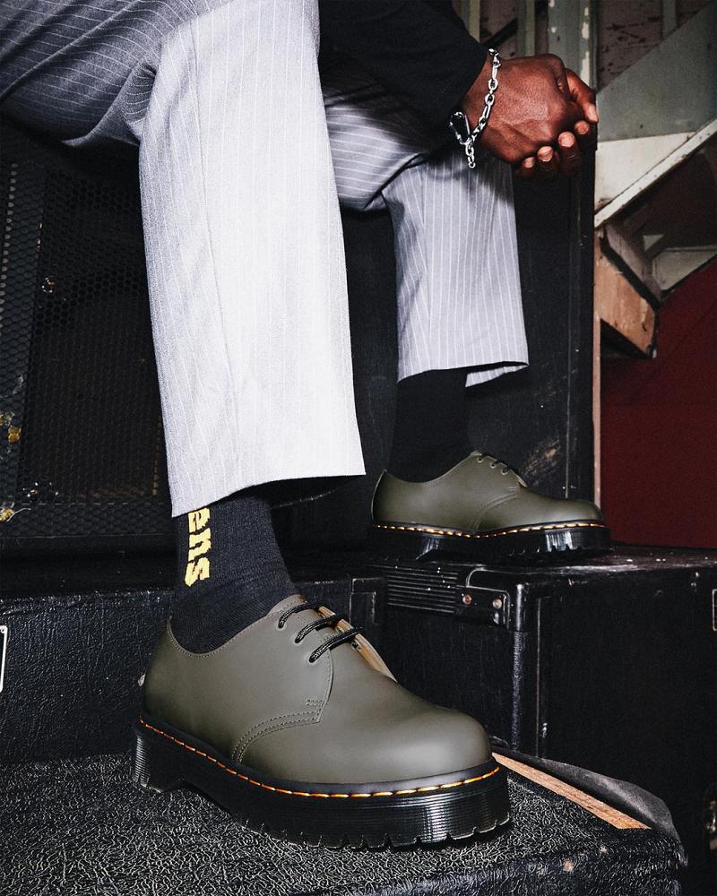 Dr Martens 1461 Bex Smooth Læder Oxford Sko Dame Khaki Grå | DK 341PJJ